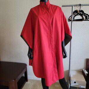 Vintage Rain Shedder Reversible Cape Red Taupe Zip Avant Garde Poncho Coat M